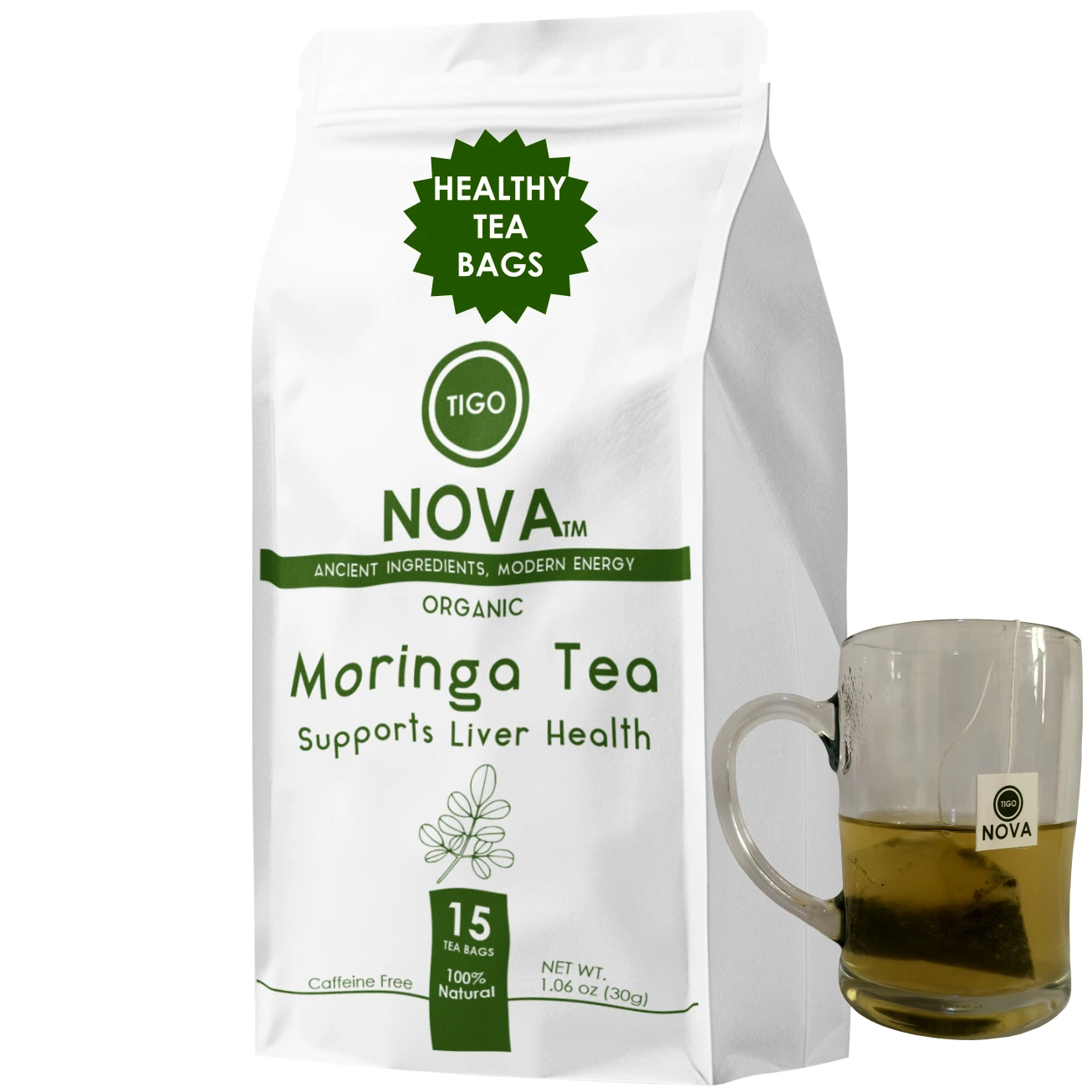 Premium Moringa Tea With Ginger, Rare Alligator Pepper & Mint